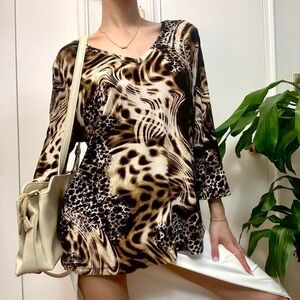 Peter Nygård Animal Print Long Sleeve Top, size XL